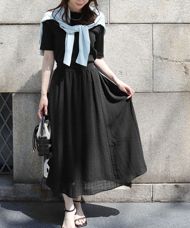 シアーチェックドッキングワンピース