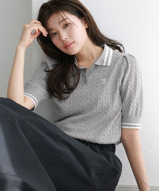 166cm / 杢グレー×オフホワイト / M