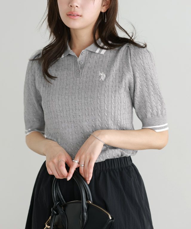 166cm / 杢グレー×オフホワイト / M