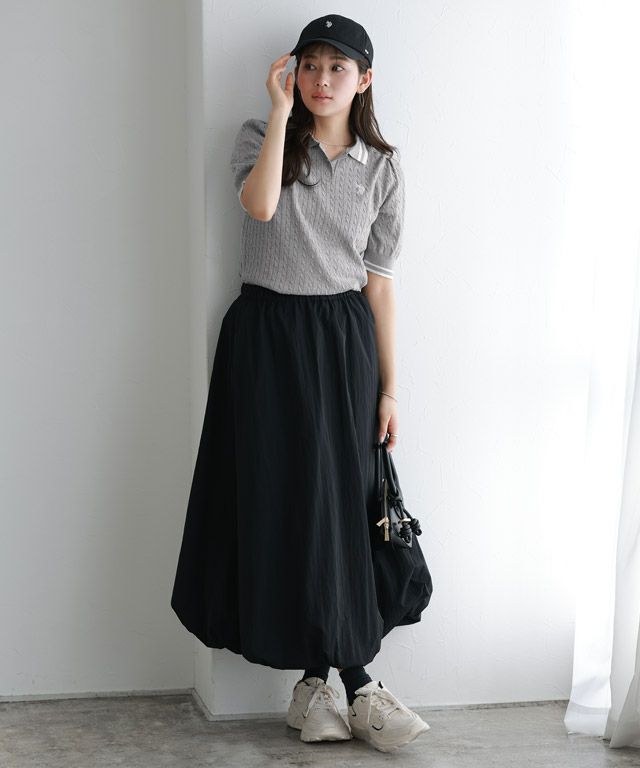 166cm / 杢グレー×オフホワイト / M