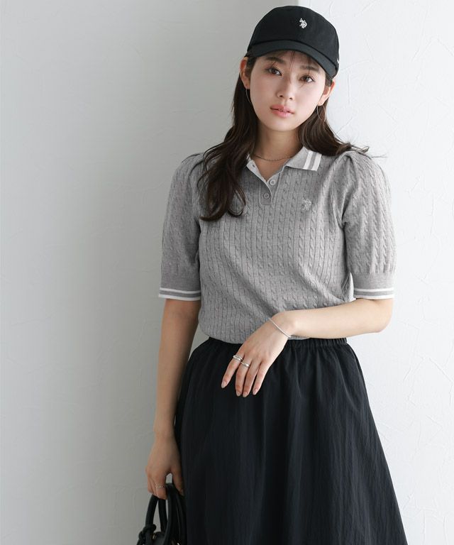 166cm / 杢グレー×オフホワイト / M