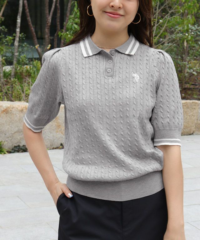 157cm / 杢グレー×オフホワイト / M