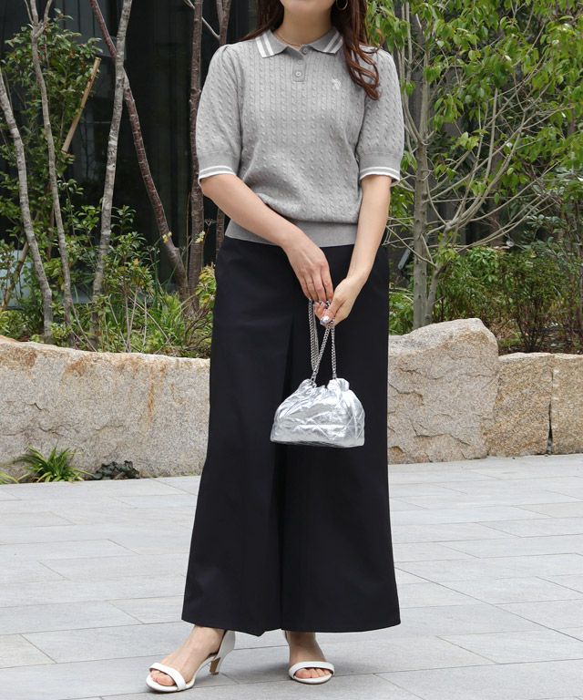 157cm / 杢グレー×オフホワイト / M