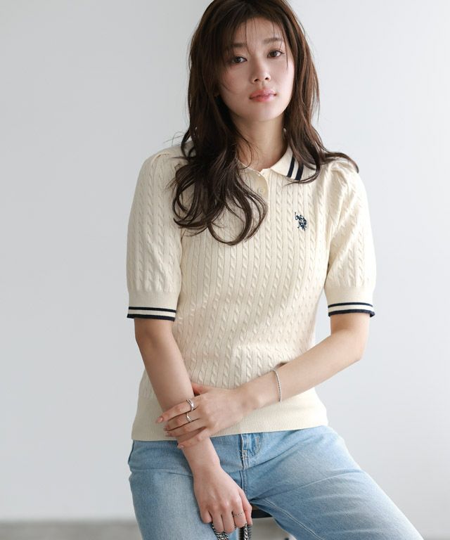 166cm / アイボリー×ネイビー / M