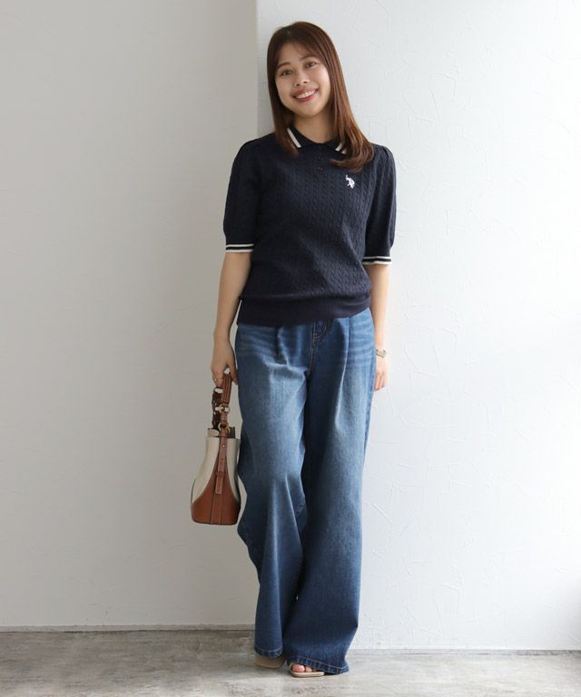 150cm / ネイビー×アイボリー / M