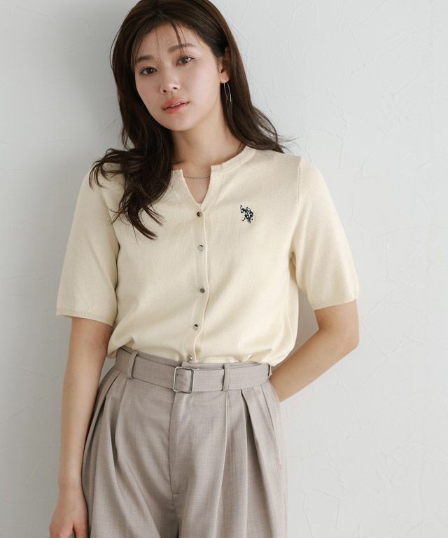 166cm / アイボリー×ネイビー / M