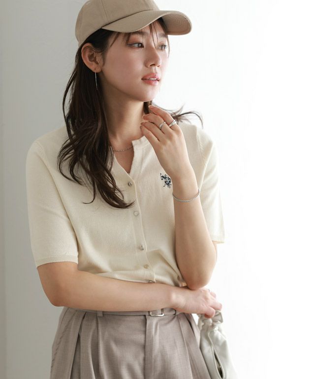 166cm / アイボリー×ネイビー / M