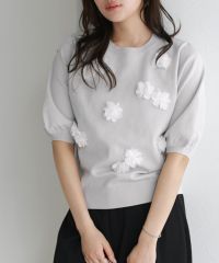 フラワーモチーフニット