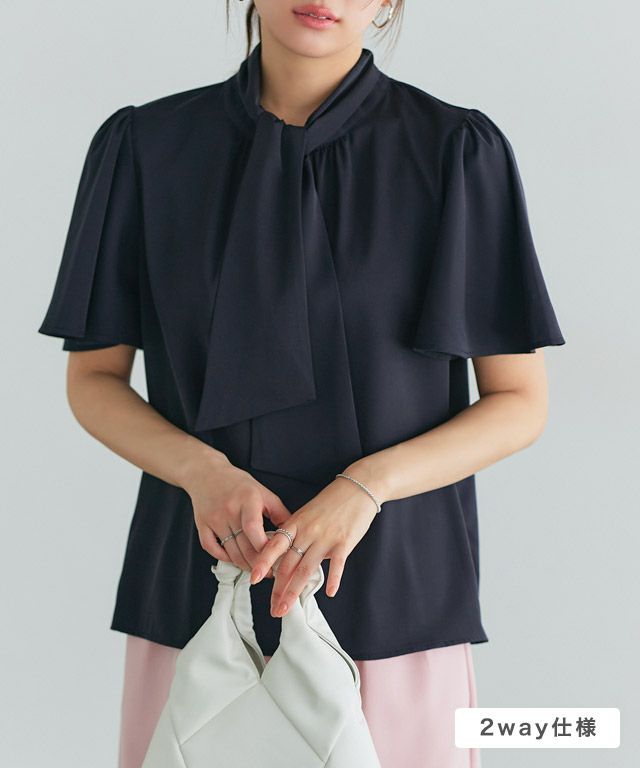 2wayフレアスリーブボウタイブラウス【Pierrot】