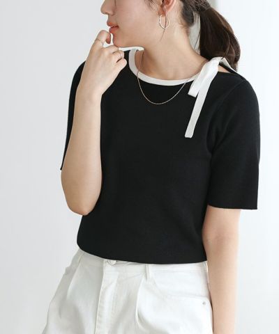 リボンデザインニットプルオーバー