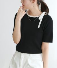 リボンデザインニットプルオーバー