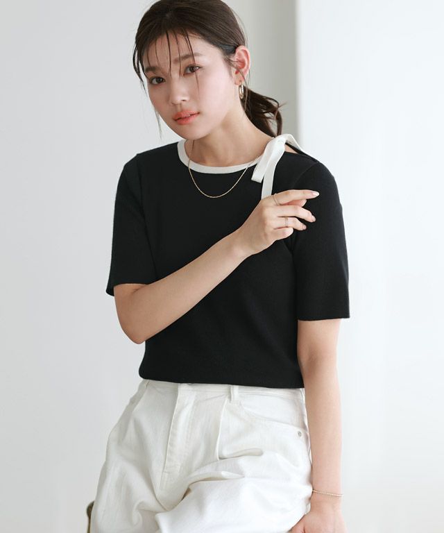 166cm / ブラック×オフホワイト / M