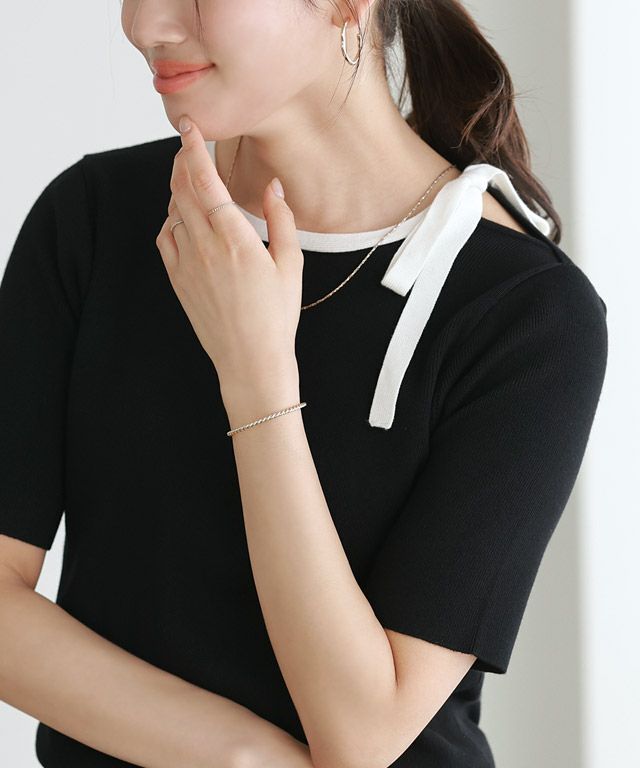 166cm / ブラック×オフホワイト / M