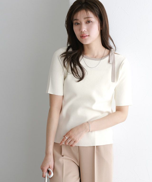 166cm / オフホワイト×グレージュ / M