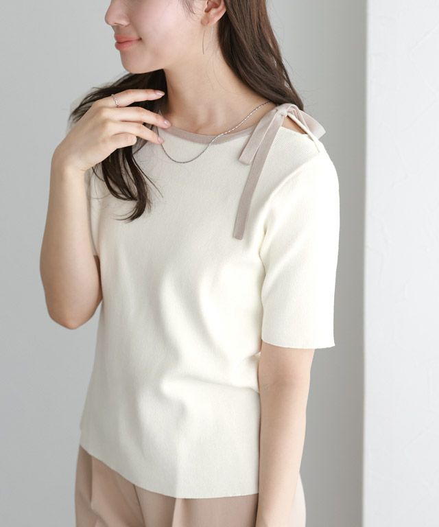 166cm / オフホワイト×グレージュ / M