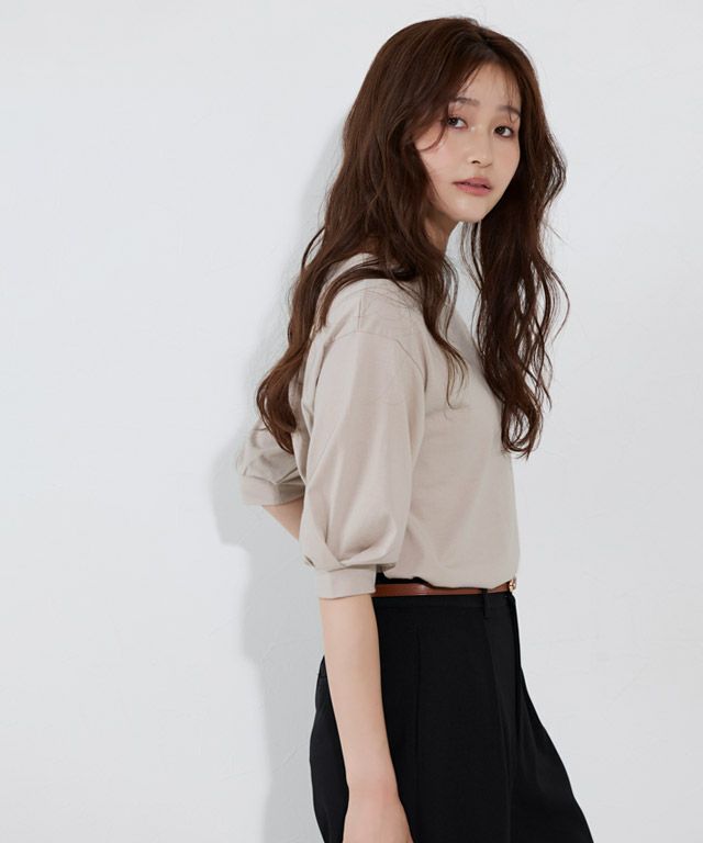 166cm / グレージュ / ボートネック / M