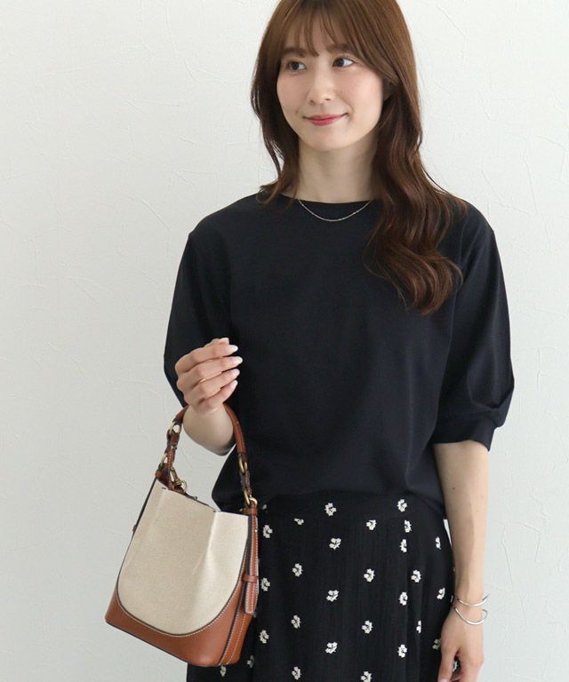 163cm / ブラック / ボートネック / M