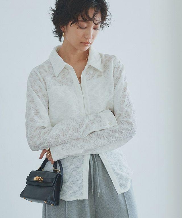 [RASW]カットレースジャカードシャツ