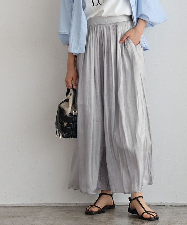 シャイニーサテンワイドパンツ