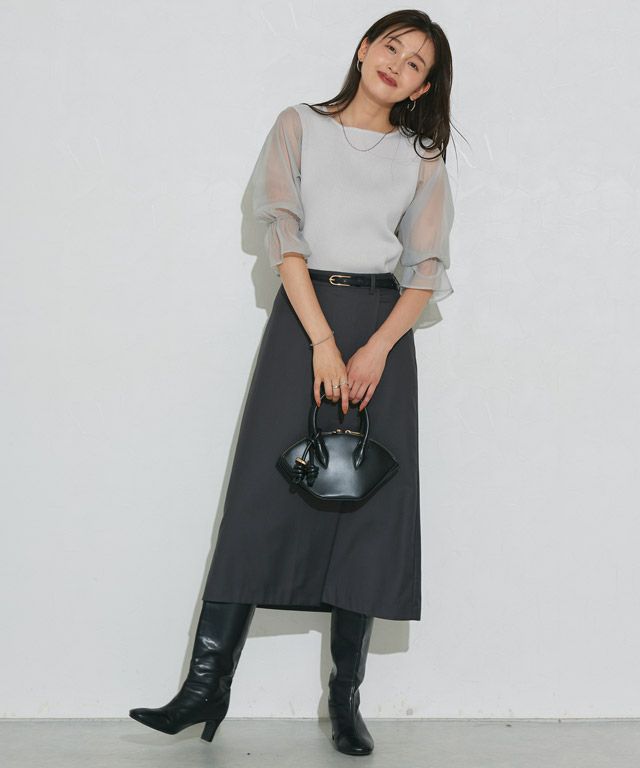 166cm / ボートネック / グレー / M