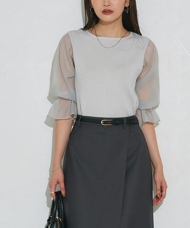 166cm / ボートネック / グレー / M