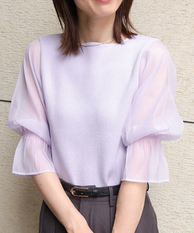 163cm / ボートネック/ ラベンダー / M