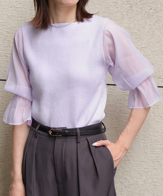 163cm / ボートネック/ ラベンダー / M