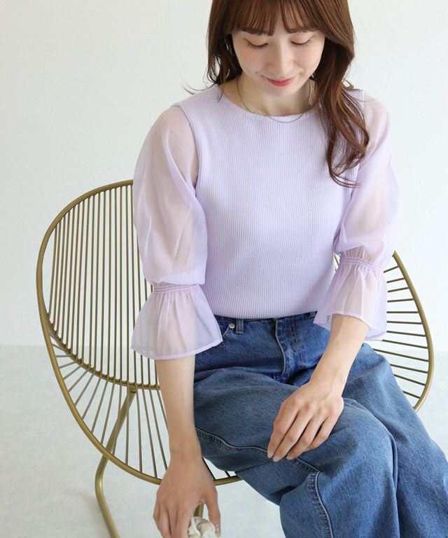 163cm / ボートネック/ ラベンダー / M