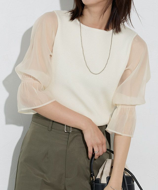 167cm / ボートネック/ オフホワイト / M