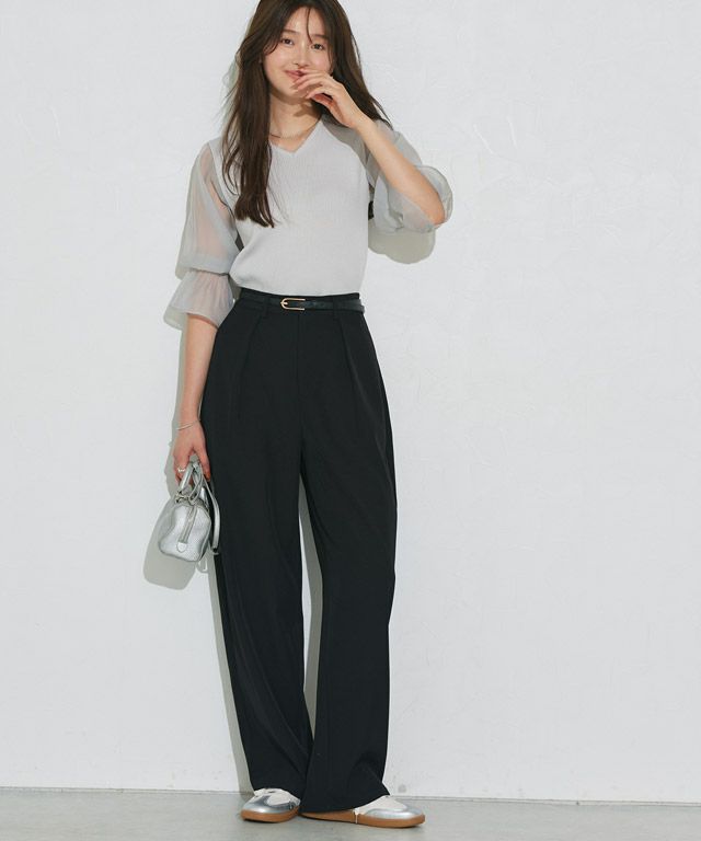 166cm / Vネック / グレー / M