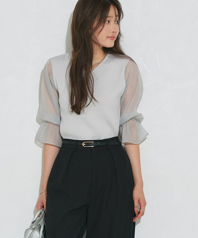 166cm / Vネック / グレー / M