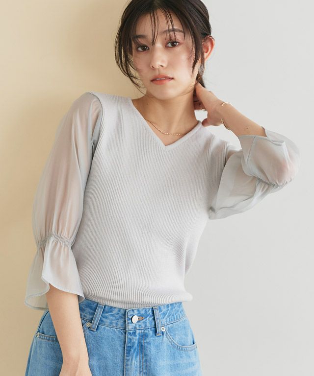 167cm / グレー / Vネック / M