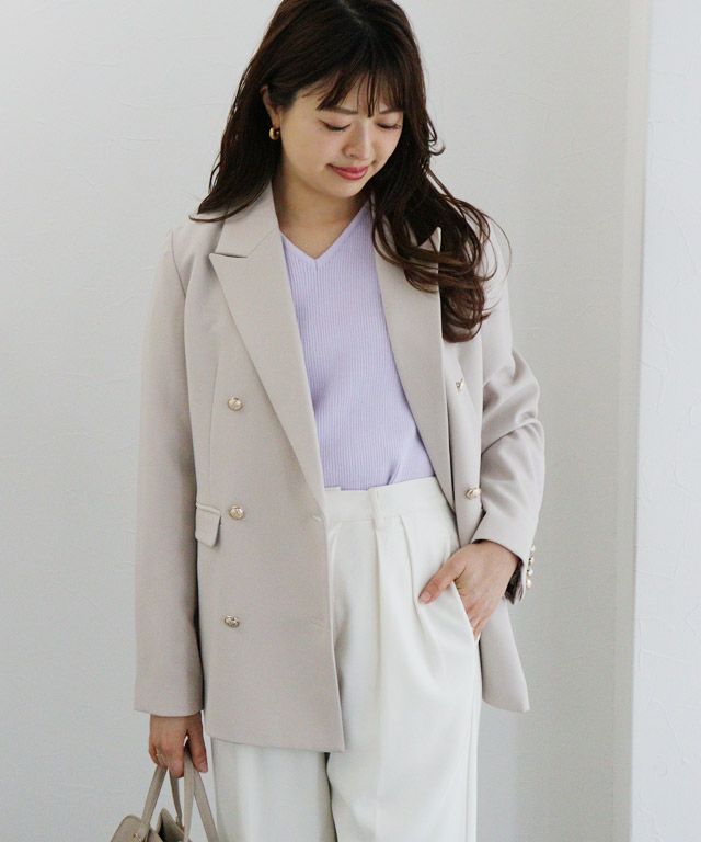 157cm / ラベンダー / Vネック / M