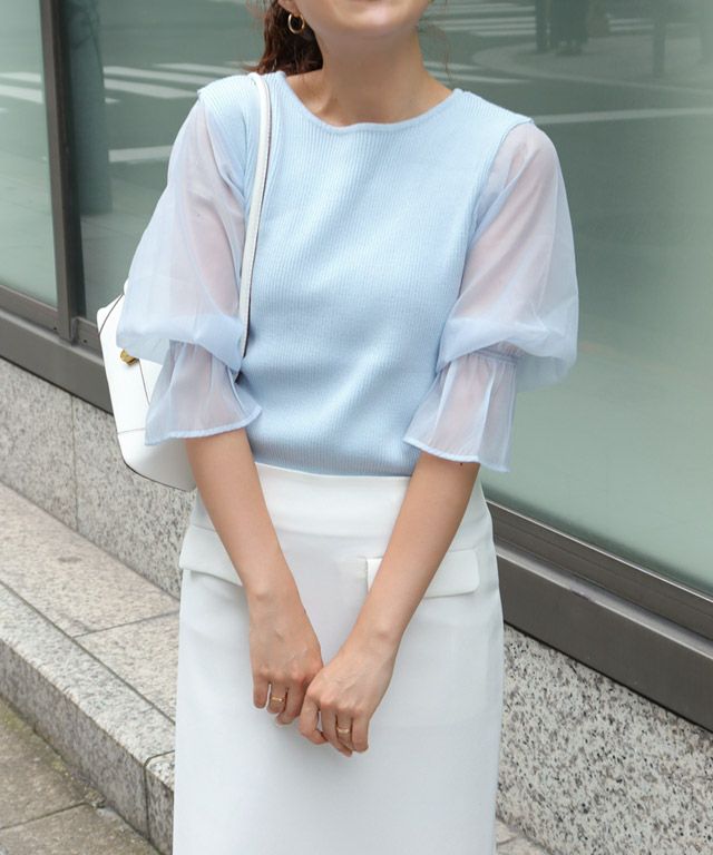 157cm / クルーネック / ライトブルー / M
