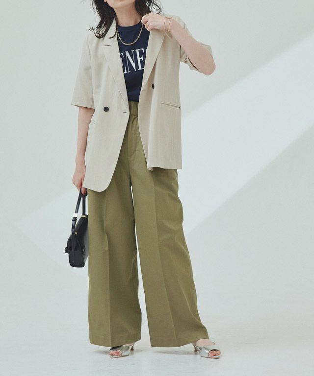 極美品✨ロペ　現行品 リネン100 ハーフスリーブ　ノーカラージャケット　36 ROPÉ(ロペ) / リネンハーフスリーブジャケット (ジャケット