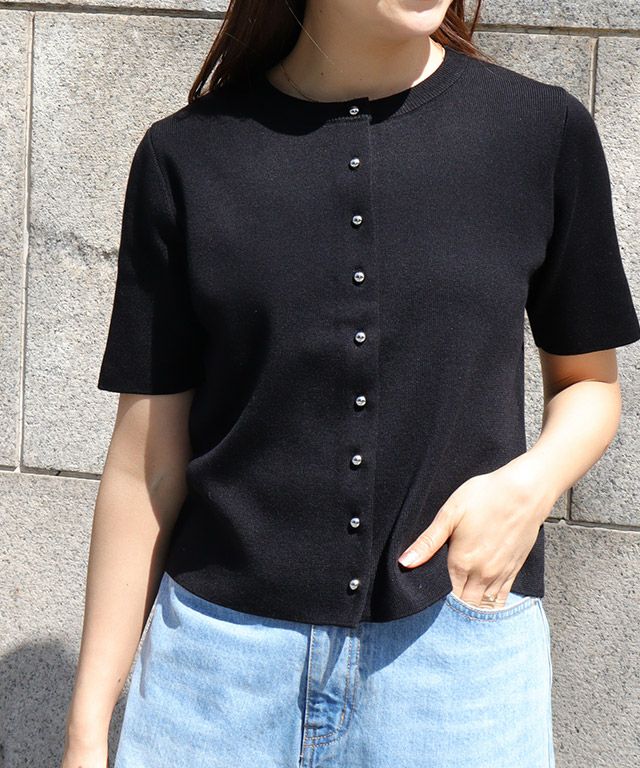 メタルボタンニットカーディガン