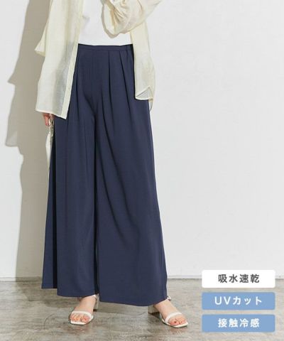 接触冷感カットソーイージーワイドパンツ【Pierrot】 ◆送料無料