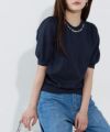 パールネックパフスリーブニット