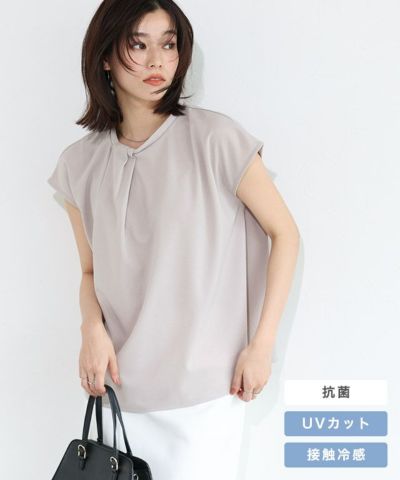 【A会場】タイ風フレンチスリーブTブラウス【UVカット・接触冷感】【Pierrot】 ◆送料無料
