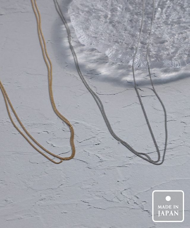 シンプルダブルチェーンクラスプネックレス