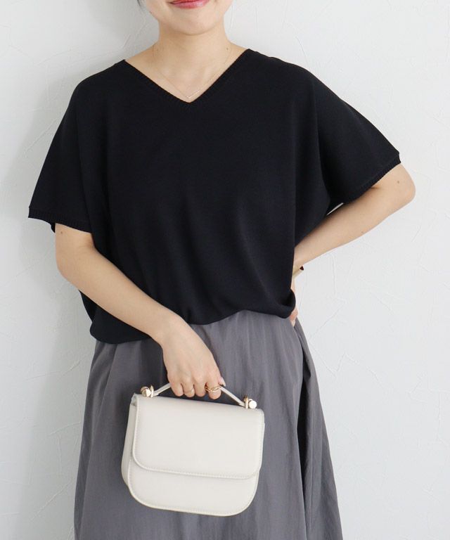 接触冷感】ネックが選べるフレンチドルマンニット【Pierrot