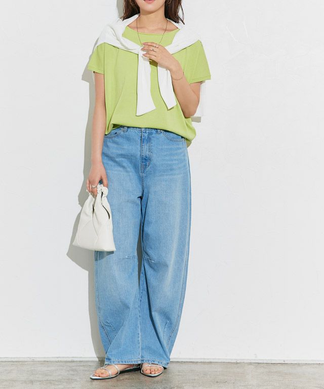 166cm / ライム / ボートネック / M