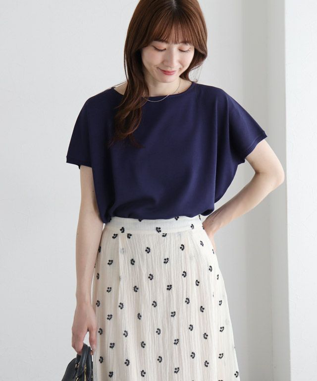 163cm / ネイビー / ボートネック / M