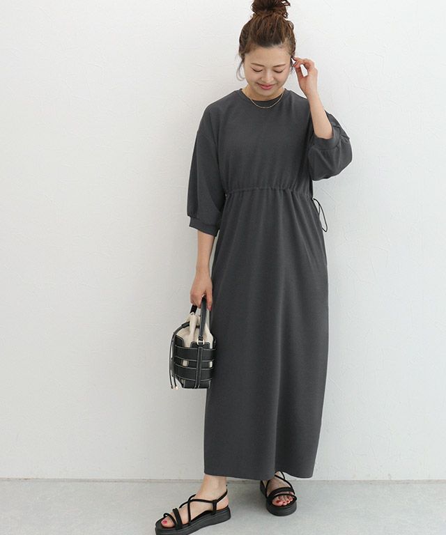 ウエストドロストデザインワンピース