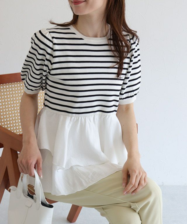 163cm / オフホワイト×ブラック / M