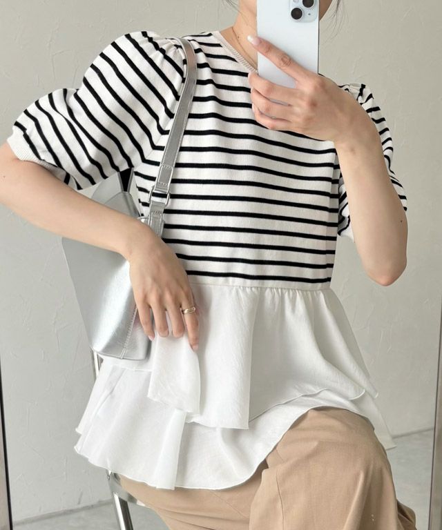 163cm / オフホワイト×ブラック / M