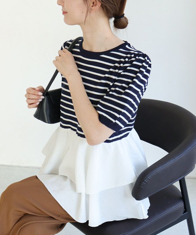 163cm / ネイビー×オフホワイト / M