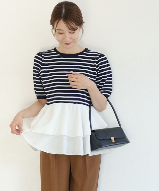 163cm / ネイビー×オフホワイト / M