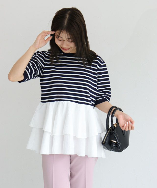 157cm / ネイビー×オフホワイト / M