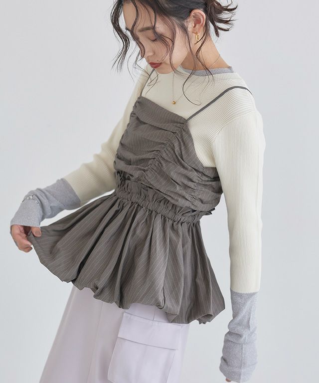 163cm / ストライプ/チャコール / M